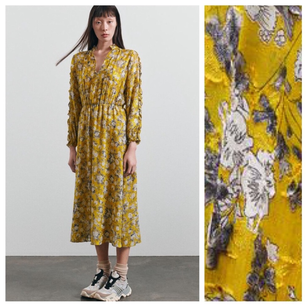 Zara Yellow Floral dress - Picture 2 of 8
